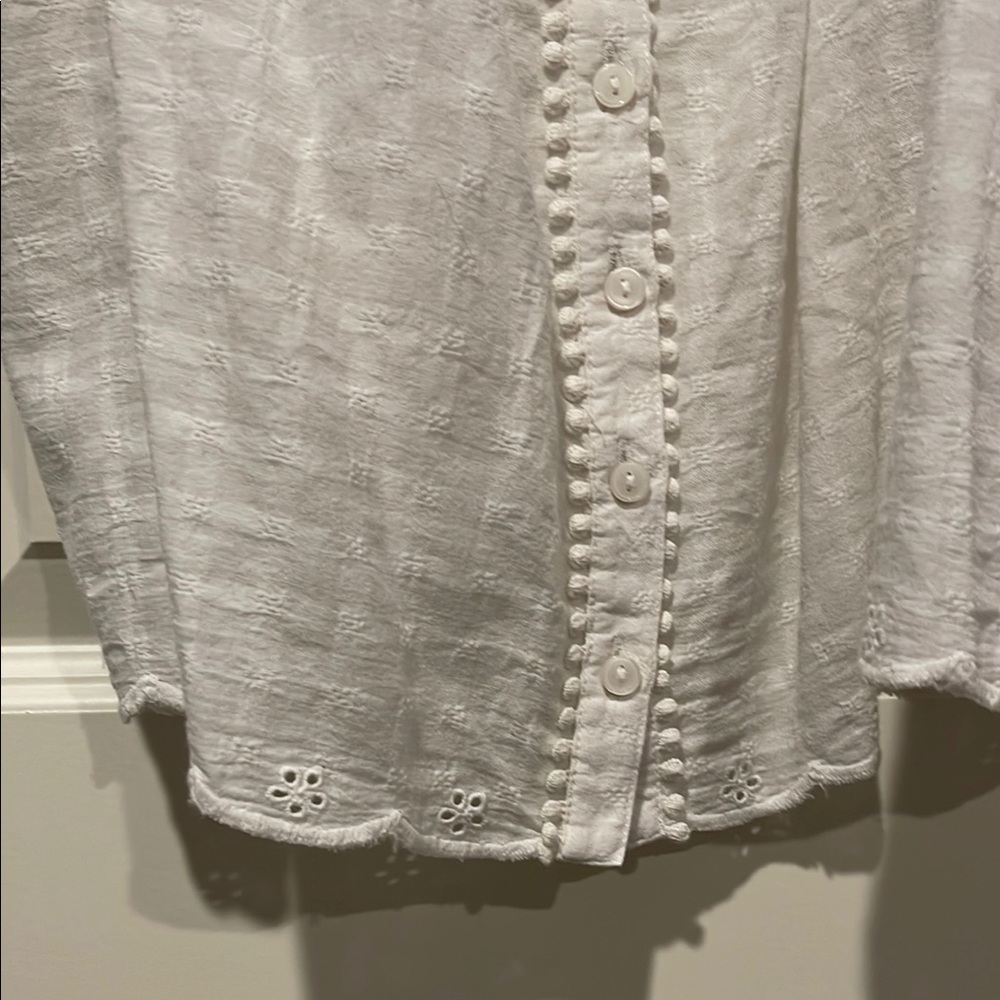 White Ruffled Women's Top - Picture 3 of 5